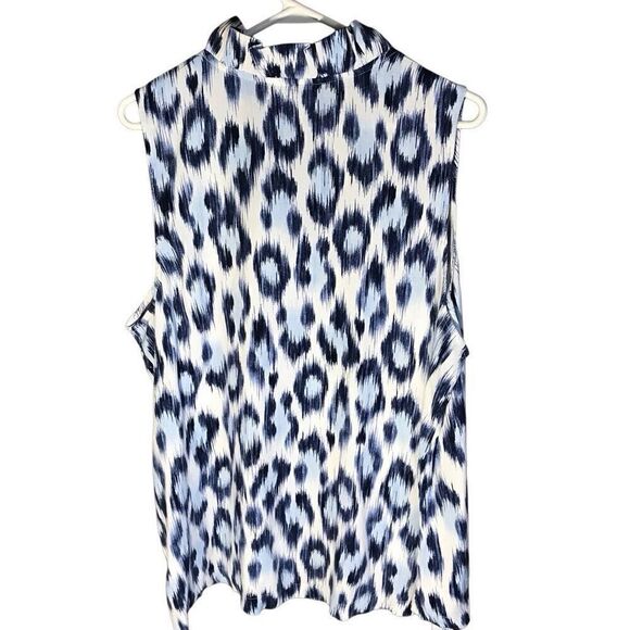 Crown & Ivy Blouse top blouse blue white sleeveless plus SZ 2X New w/tags - Picture 2 of 6